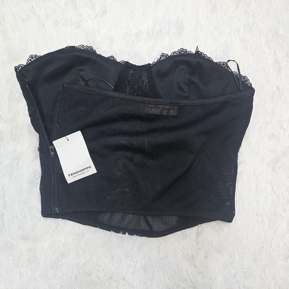 Beige Botany Sheer Lace Corset Tube Top. - Picture 2 of 9